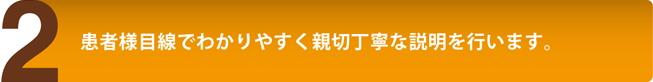 患者様目線でわかりやすく親切丁寧な説明を行います。